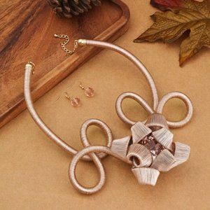 Fashionable Vintage Glass Handmade Necklace And Earring Set.